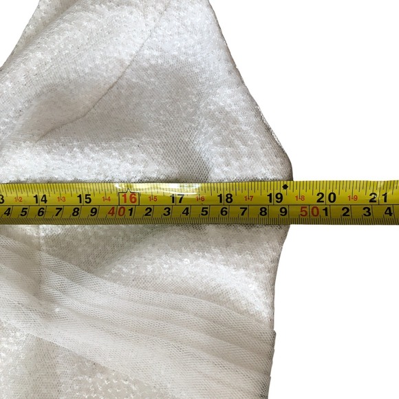 Vera Wang Sexy Elegant White High Slit Sequin Gown With Plunging Choker Neck - Picture 14 of 16